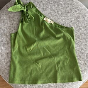 Green One-Shoulder Top with Bow